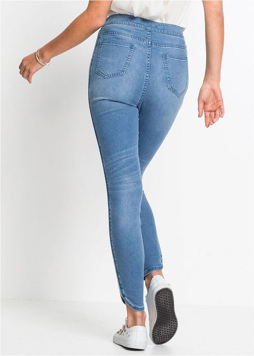 bonprix jeansy skinny wysoki stan lampas kieszenie 46