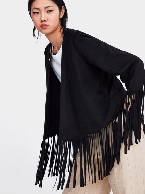 Кардиган накидка бахрома zara