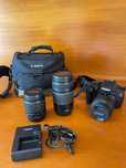 Canon 1200D + 2 lentes + bolsa canon + carregador