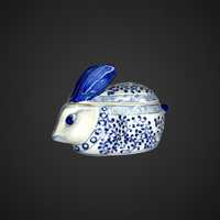 Chiński porcelanowe puzderko królik azja B03123