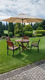 Komplet stół z krzesłami ogrodowy parasol
