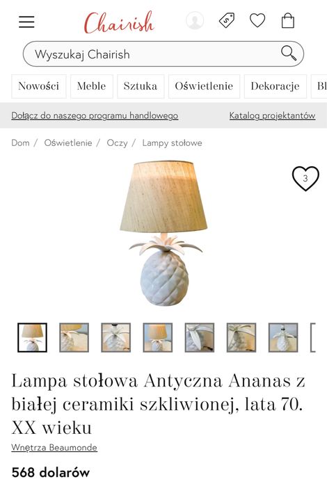 Para Designerskich Lamp Pineapple Włochy lata 1970te