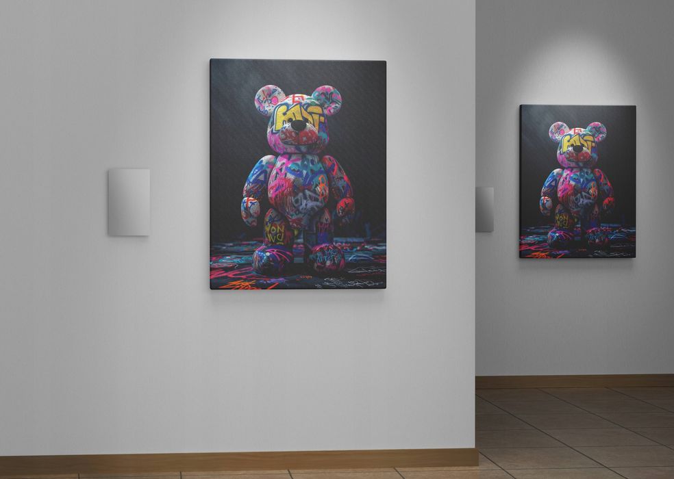 Obraz na płótnie Grafitti Miś 90x120 cm - nowoczesna sztuka do domu