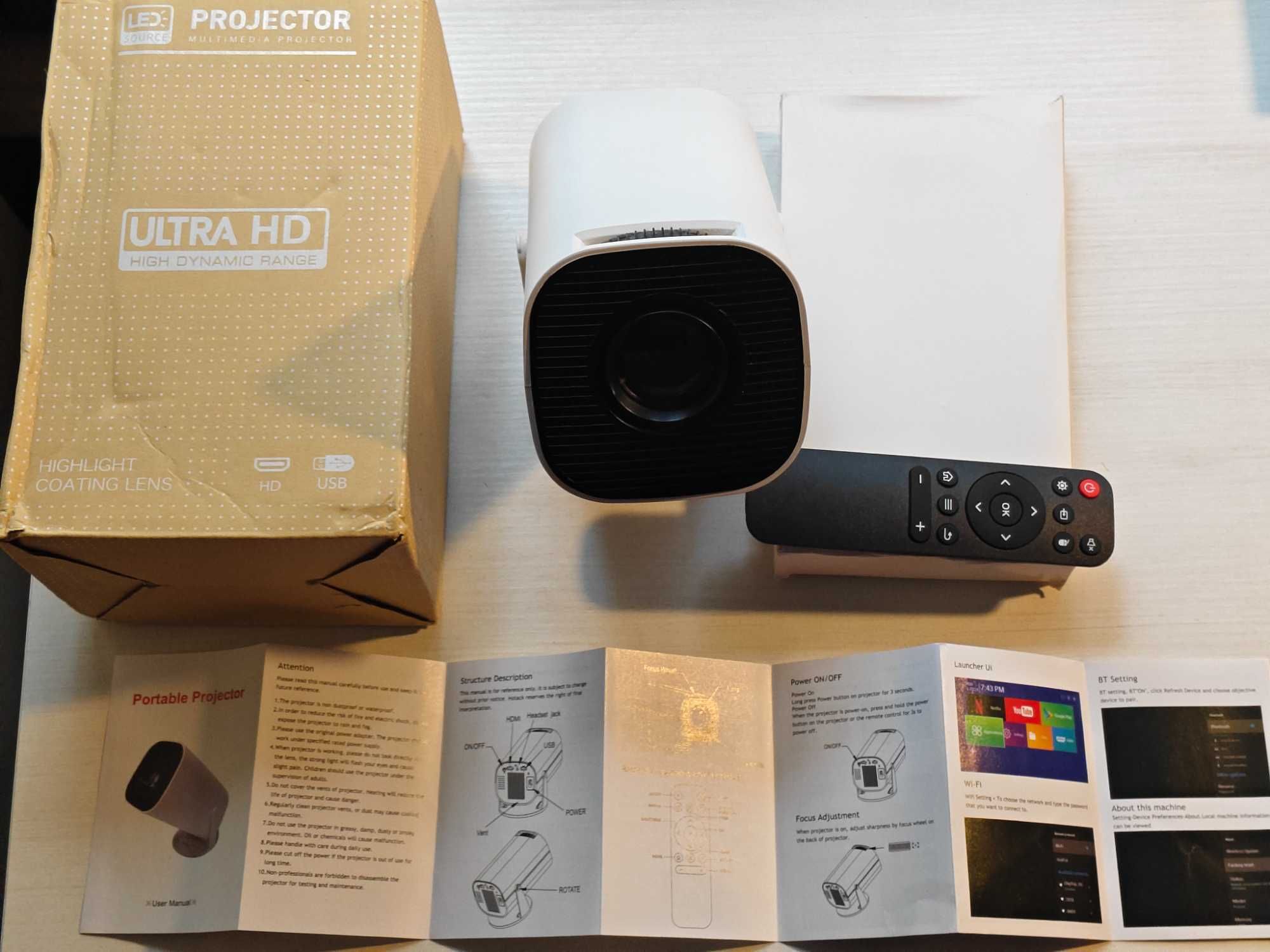 Проектор HY300 Pro 2/16 ГБ Android 11/ HDMI, jack 3.5, Wi-Fi, USB