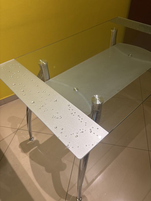 Stół szklany dwupozimowy stolik stół do jadalni stół do salonu