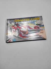 Livro de pintar e autocolantes monster cars