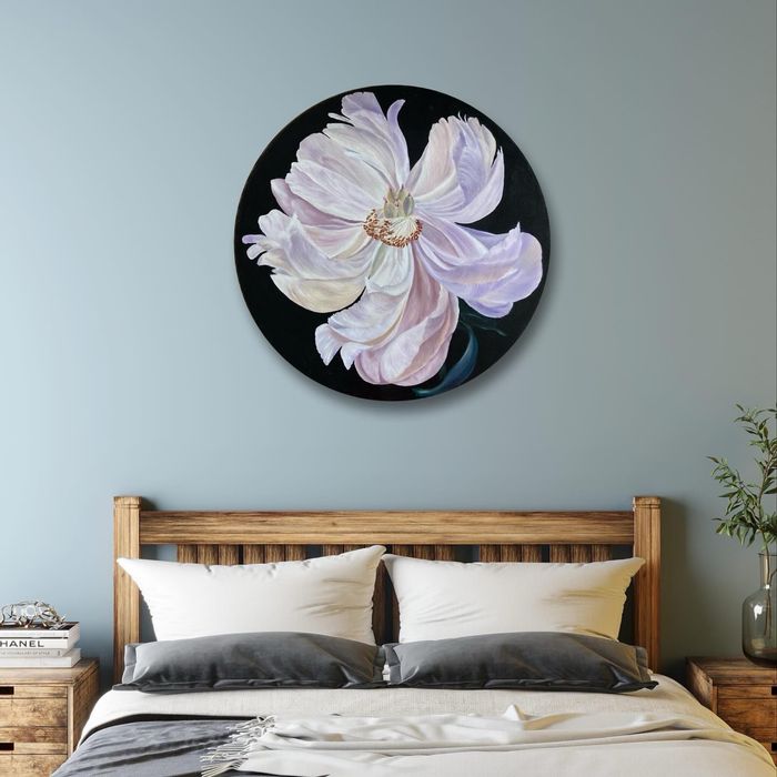 Круглая картина маслом Пион
