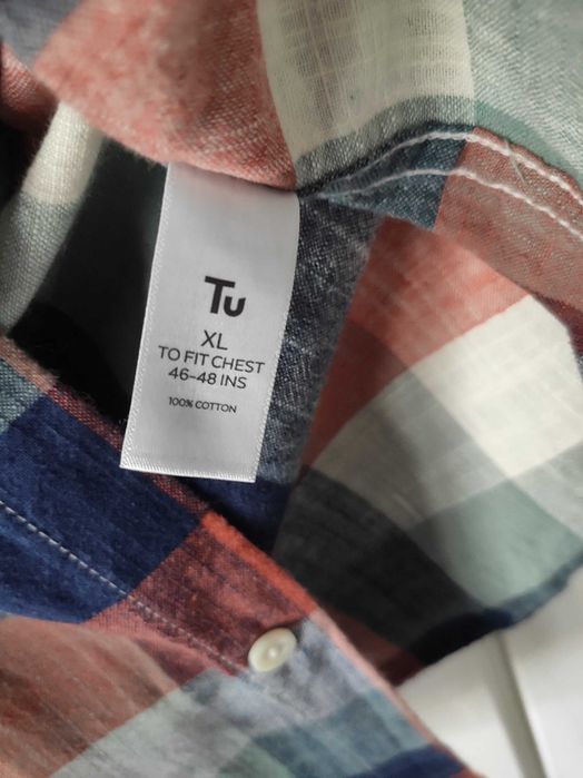 Koszula męska w kratę z krótkim rękawem 100% bawełna rozmiar XL/2XL