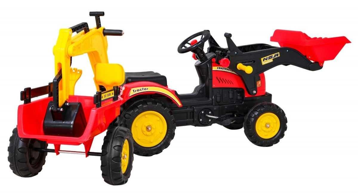 Gokart Traktor Koparka z Przyczepką + Akcesoria łyżka z obu stron