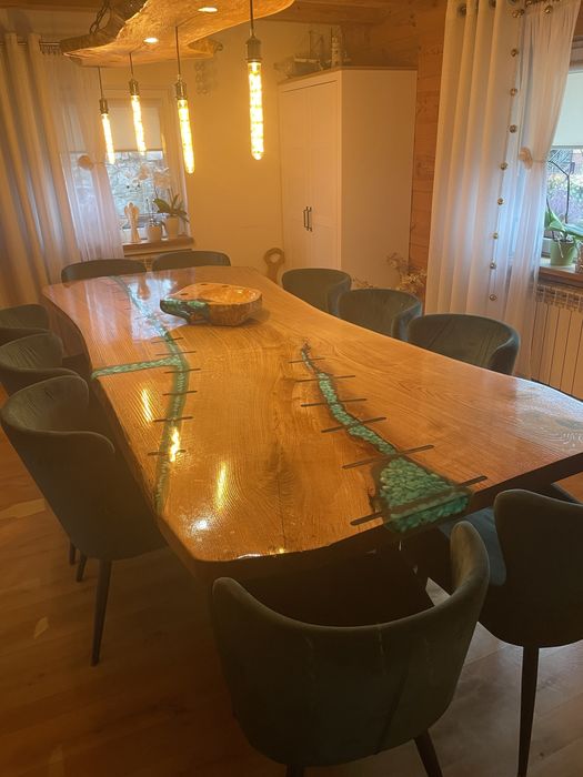 Stol konferencyjny monolit dab 315x135x7 epoxy oak table live edge