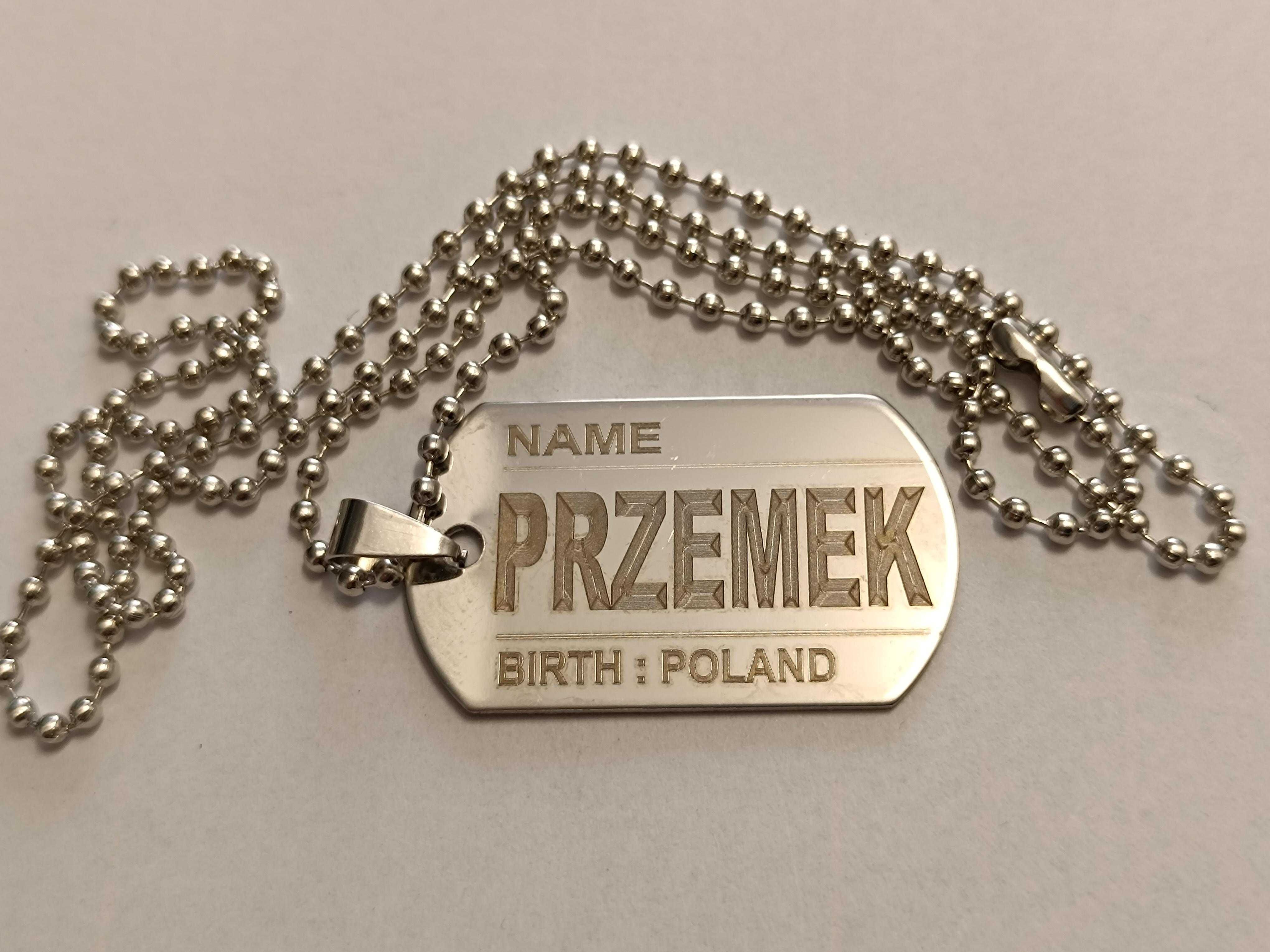 Naszyjnik nieśmiertelnik DOG-TAG - stal nierdzewna 316L - PRZEMEK