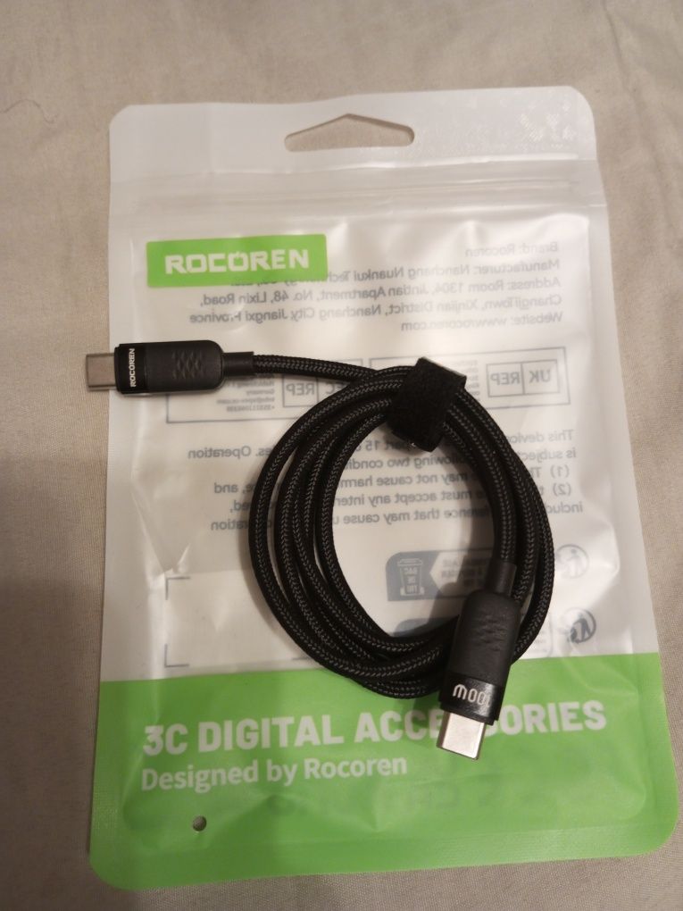 Rocoren 240 Вт Type-C до UsbC кабель для швидкої зарядки