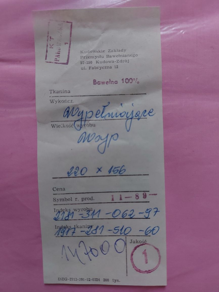 Dwa 100% bawełniane wsypy na kołdrę puchową, odra