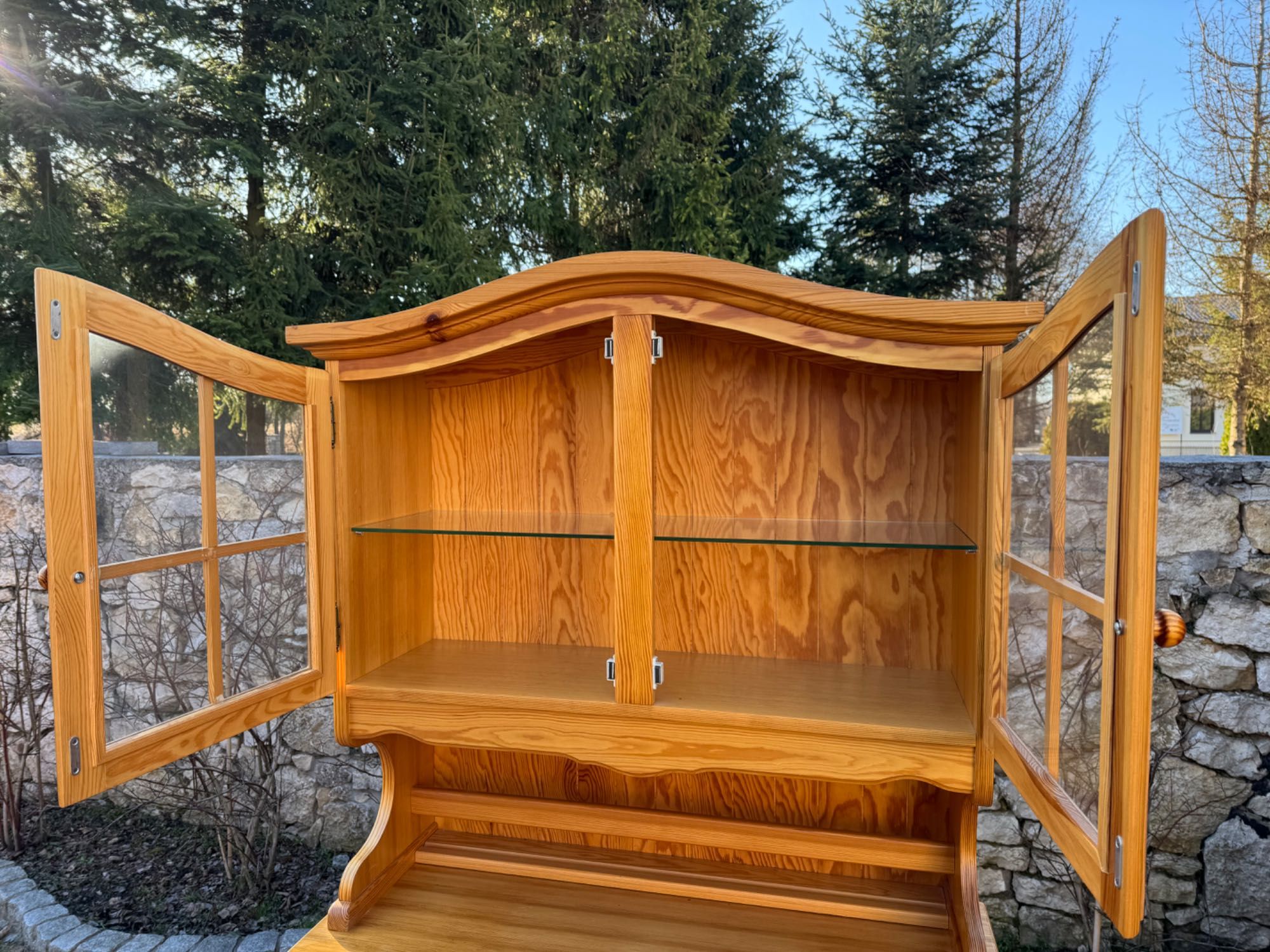Kredens witryna sosnowa biblioteczka komoda z nadstawką drewniana