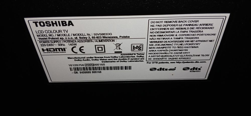 Toshiba 55 cali 4k DVB-T 2 smart