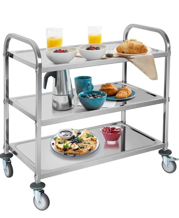 Wózek do serwowania stali nierdzewnej 3 półki