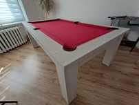 Stół bilardowy 6ft – biały + burgundowe sukno
