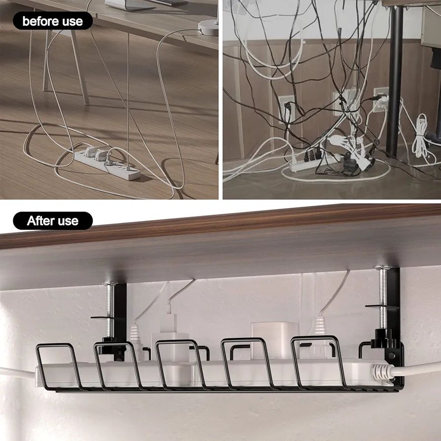 Taca koszyk organizer do zarządzania kablami pod biurkiem 38cm czarna