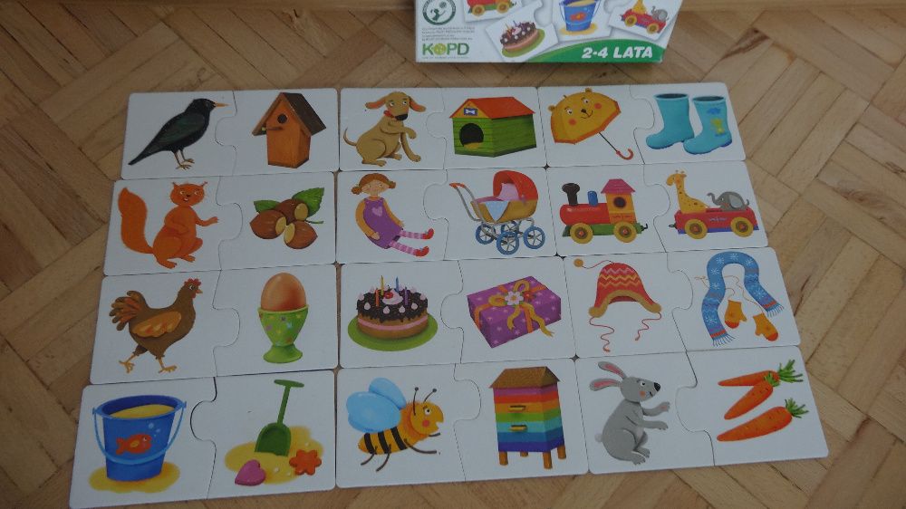 zestaw używany, gry edukacyjne i puzzle, domino, alfabet