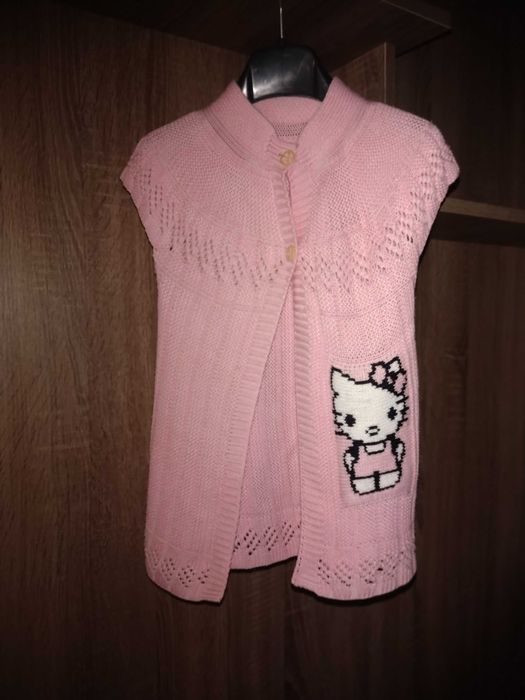 Кофта болеро накидка для девочки "Hello Kitti" 5 - 6 лет, рост 116см