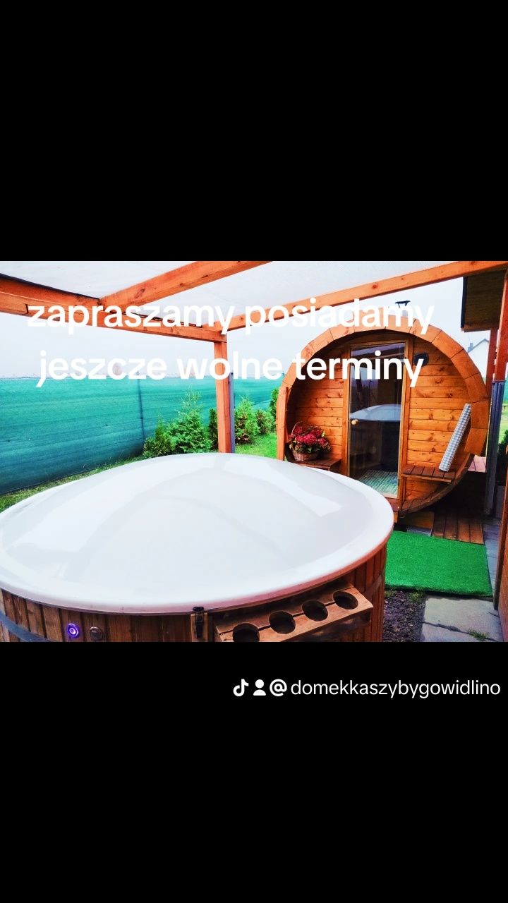 domek na Kaszubach,Gowidlino, balia, jacuzzi sauna beczka Kaszuby staw