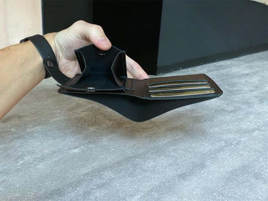 Кошелек мужской кожаный черный|Гаманець шкіряний чоловічий чорний|