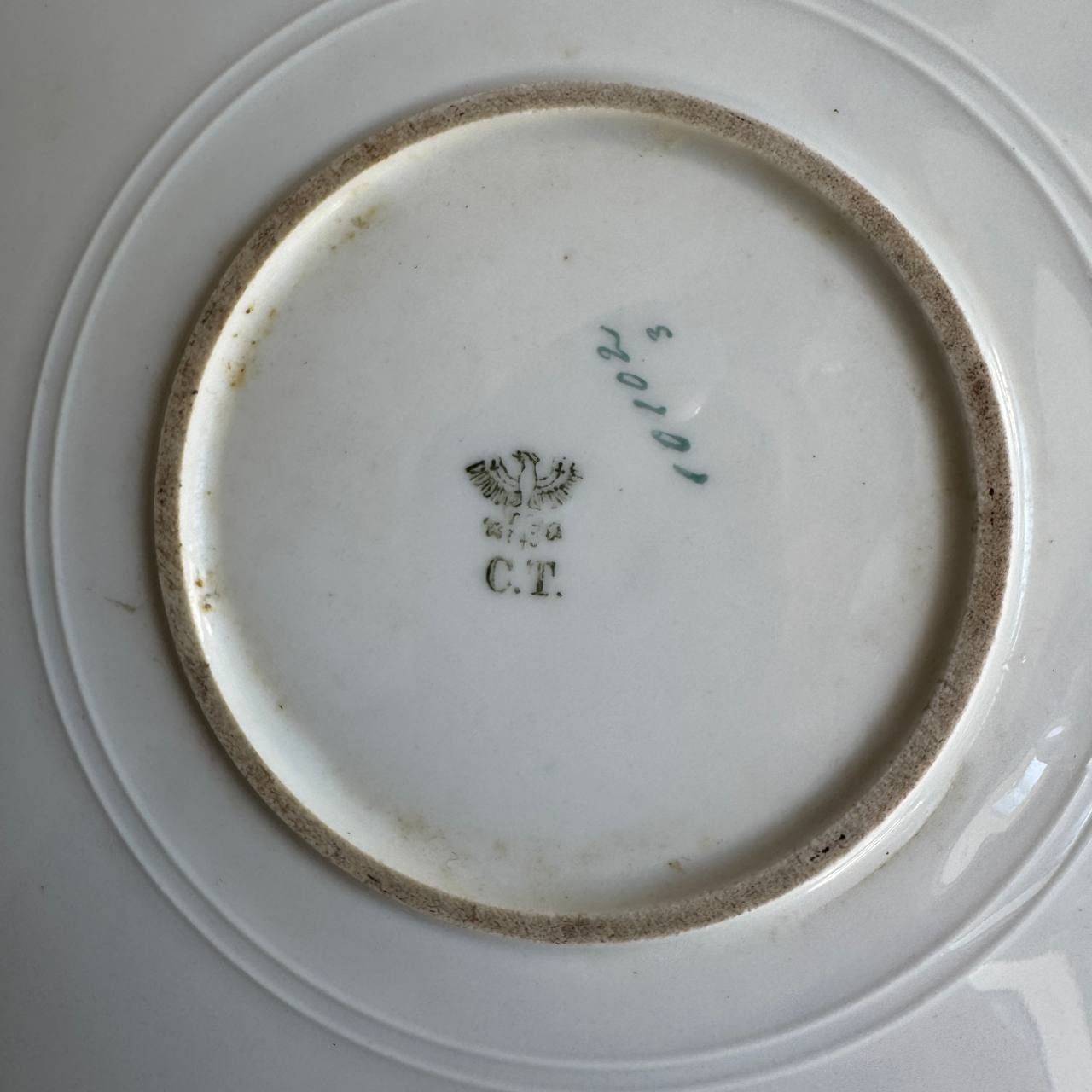 Patera Różyczki Carl Teich CT XIX wiek Porcelana ryflowana