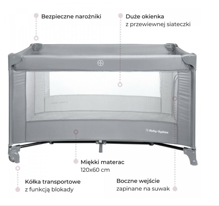 Baby design | Łóżeczko turystyczne | Kojec| szare
