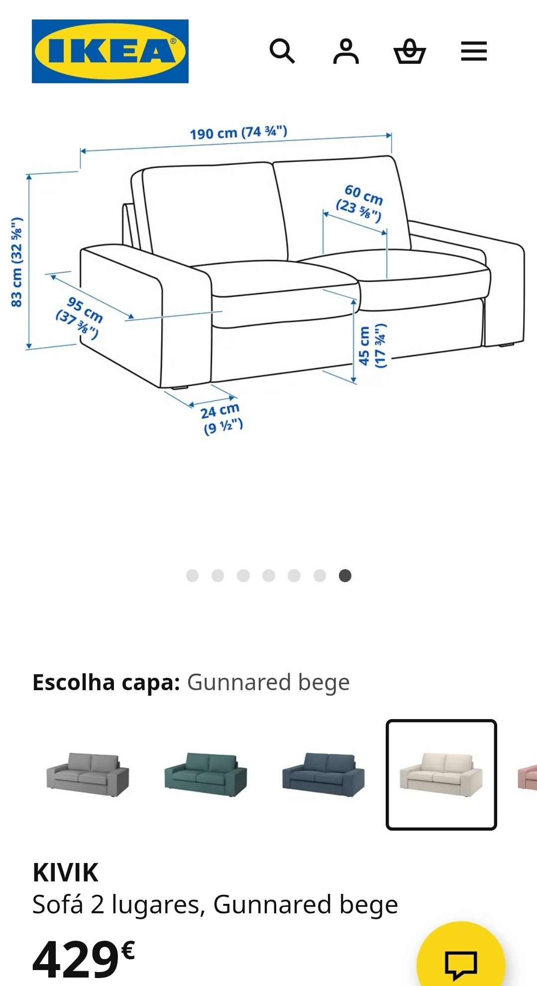 Sofá + Pousa pés/baú IKEA