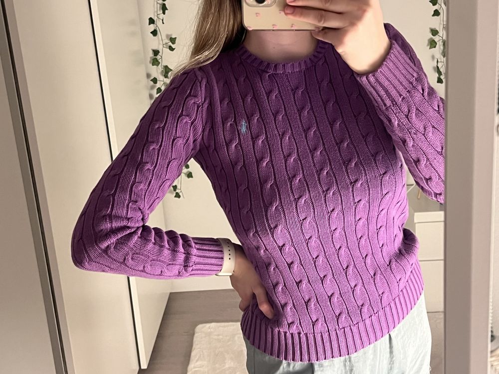 Fioletowy sweter ralph lauren S damski wiosenny