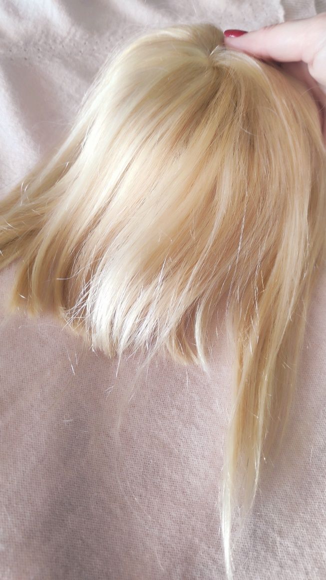 Натуральная чёлка топер накладка блонд натуральные волосы