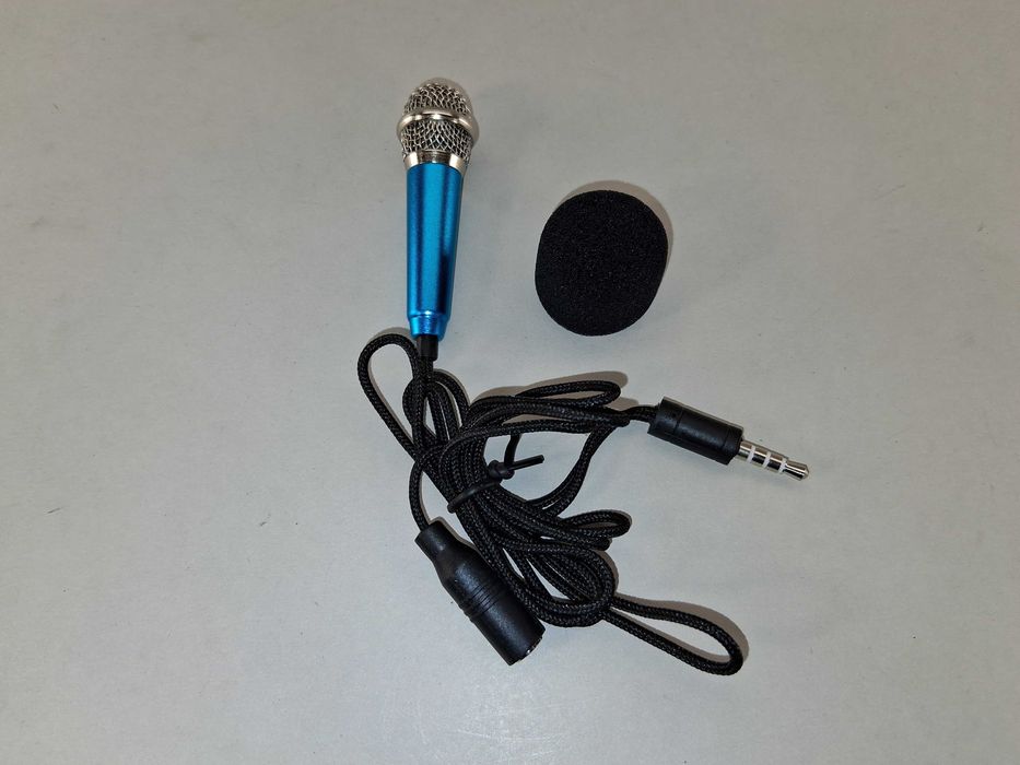 N076 Mini Mikrofon Przenośny Jack 3.5mm Karaoke Android iOS Niebieski
