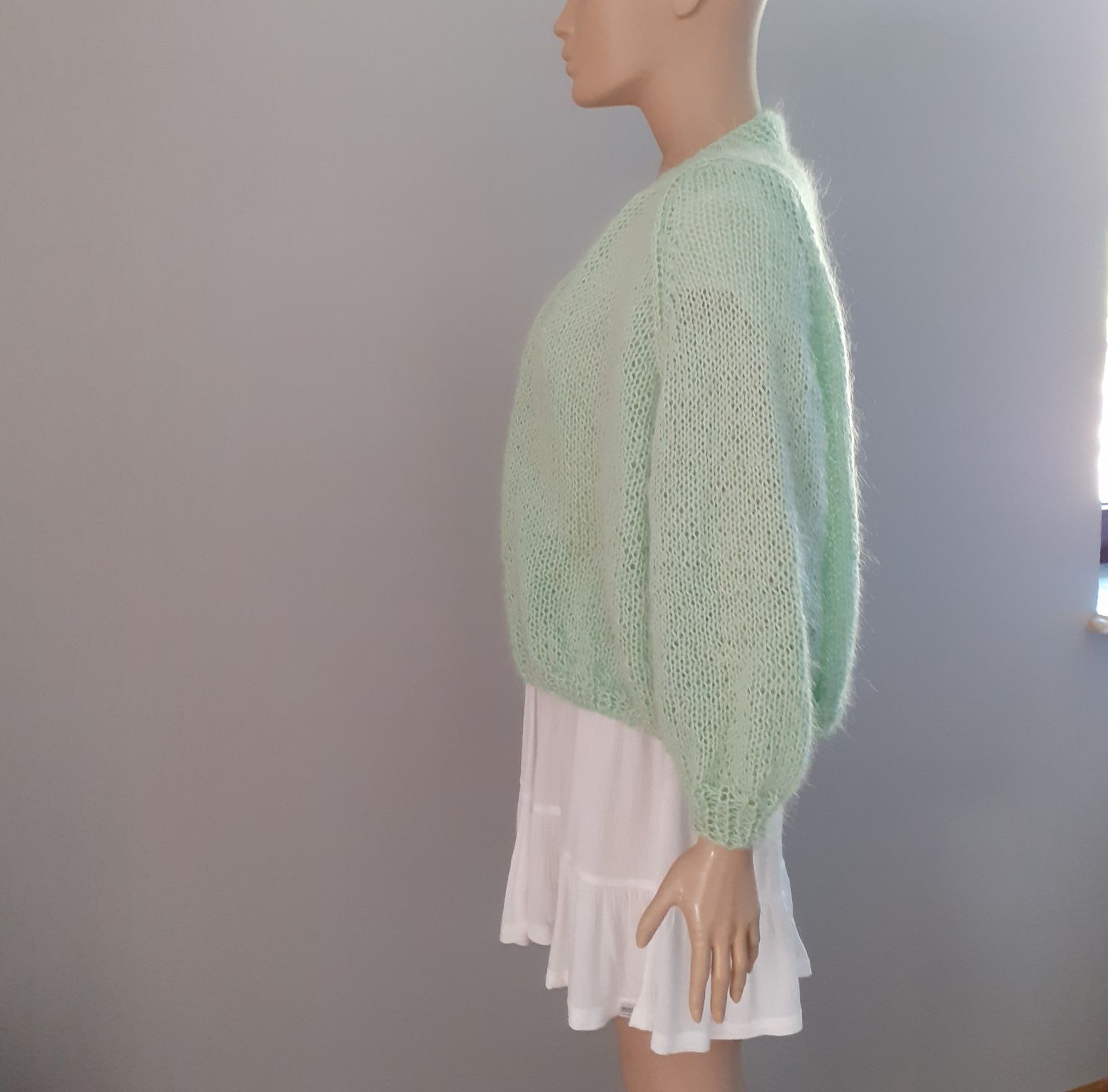 Sweter oversize ręcznie robiony na drutach
