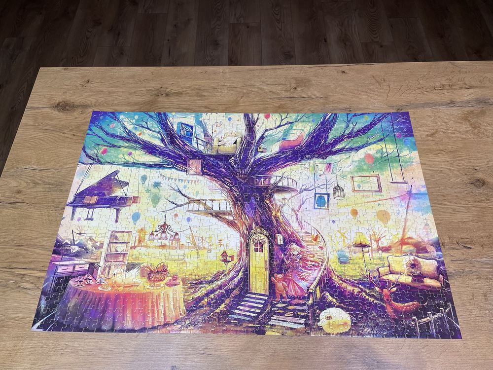 Puzzle drewniane 1000 elementów + plakat