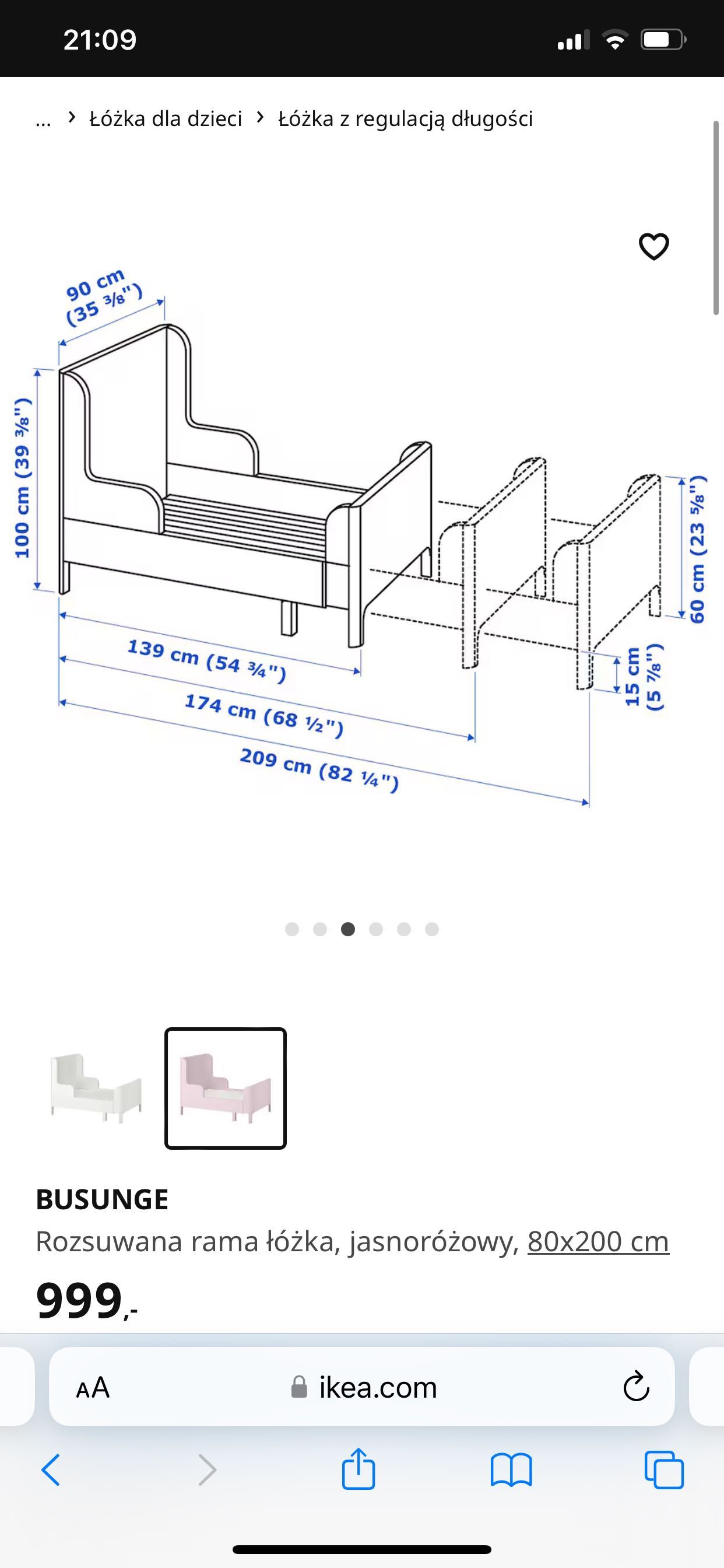 Łóżko i szafka Ikea dla dziewczynki