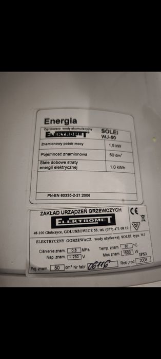 Elektryczny bojler pojemnościowy ogrzewacz wody 50L SOLEI