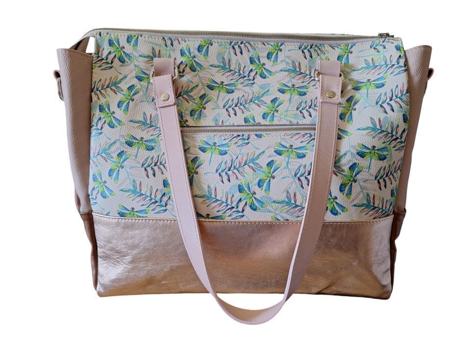 Mięta Torba Skórzana De Luxe Morskie Ważki Unikat