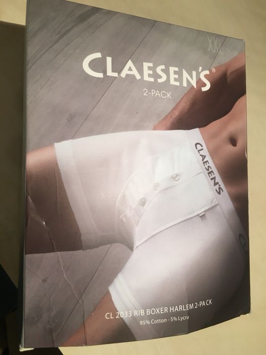 Bokserki męskie białe XXL bawełna Claesens 2 sztuki okazja nowe