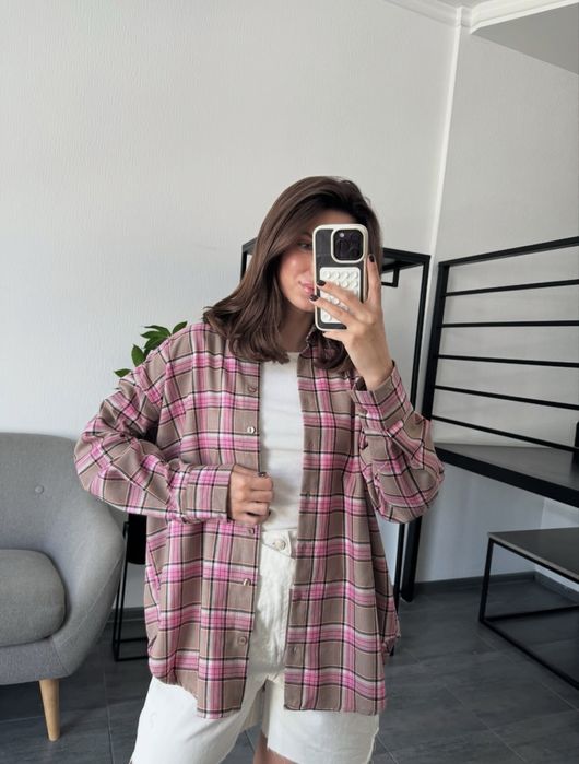 Сорочка в клітинку оверсайз, картата сорочка, Туреччина