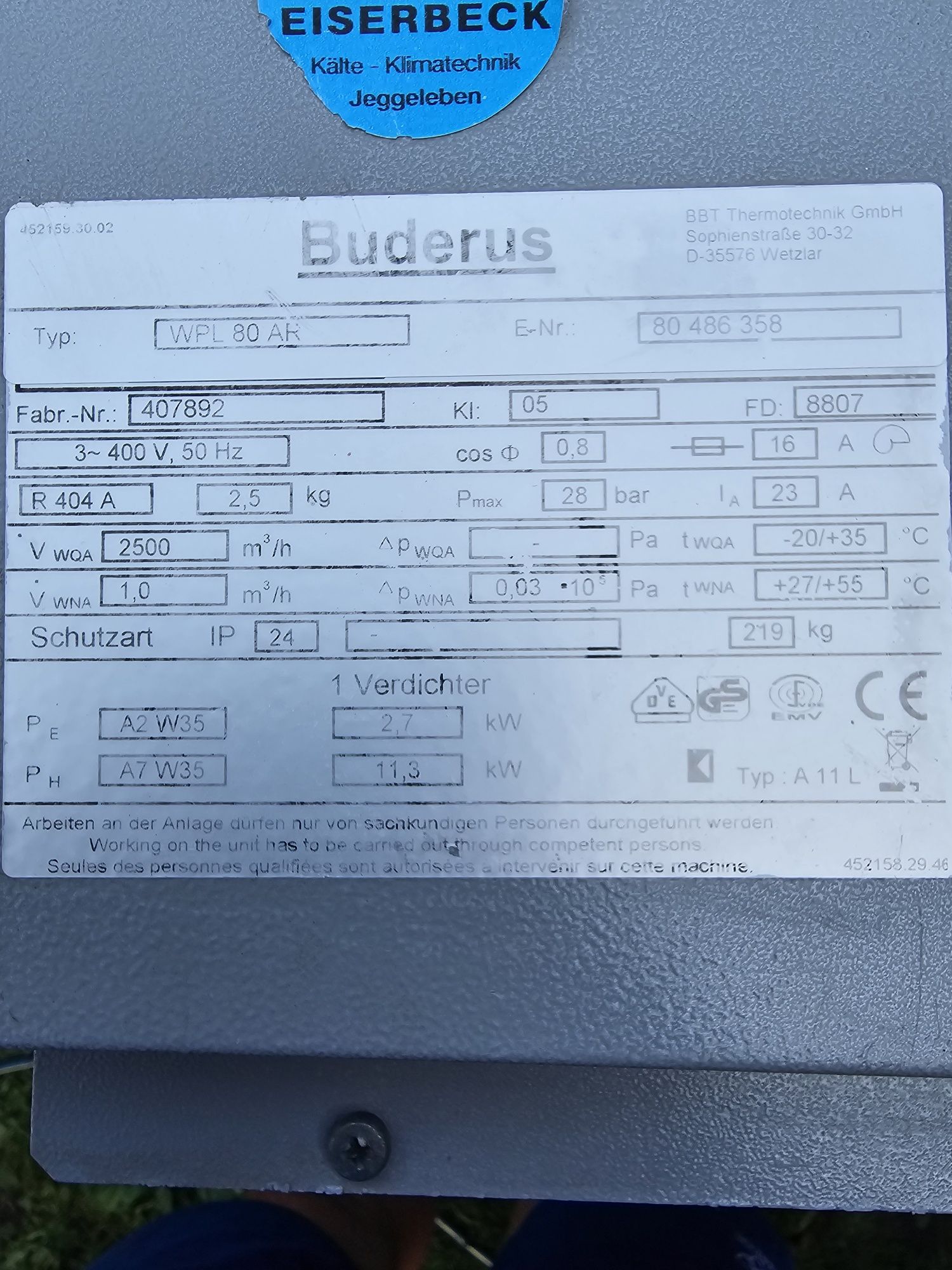 Pompa ciepła 11.3kW Buderus