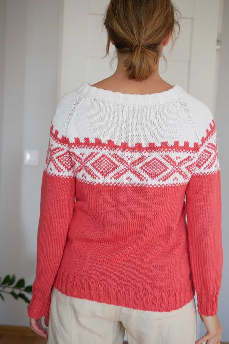 Sweter norweskie wzory rękodzieło handmade cottage unikat na prezent