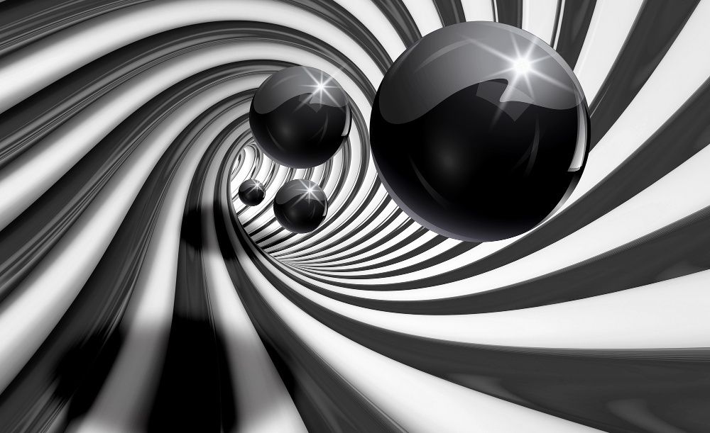Tapeta, fototapeta: Czarny tunel 3d. Kule, tunel 208x146 cm.