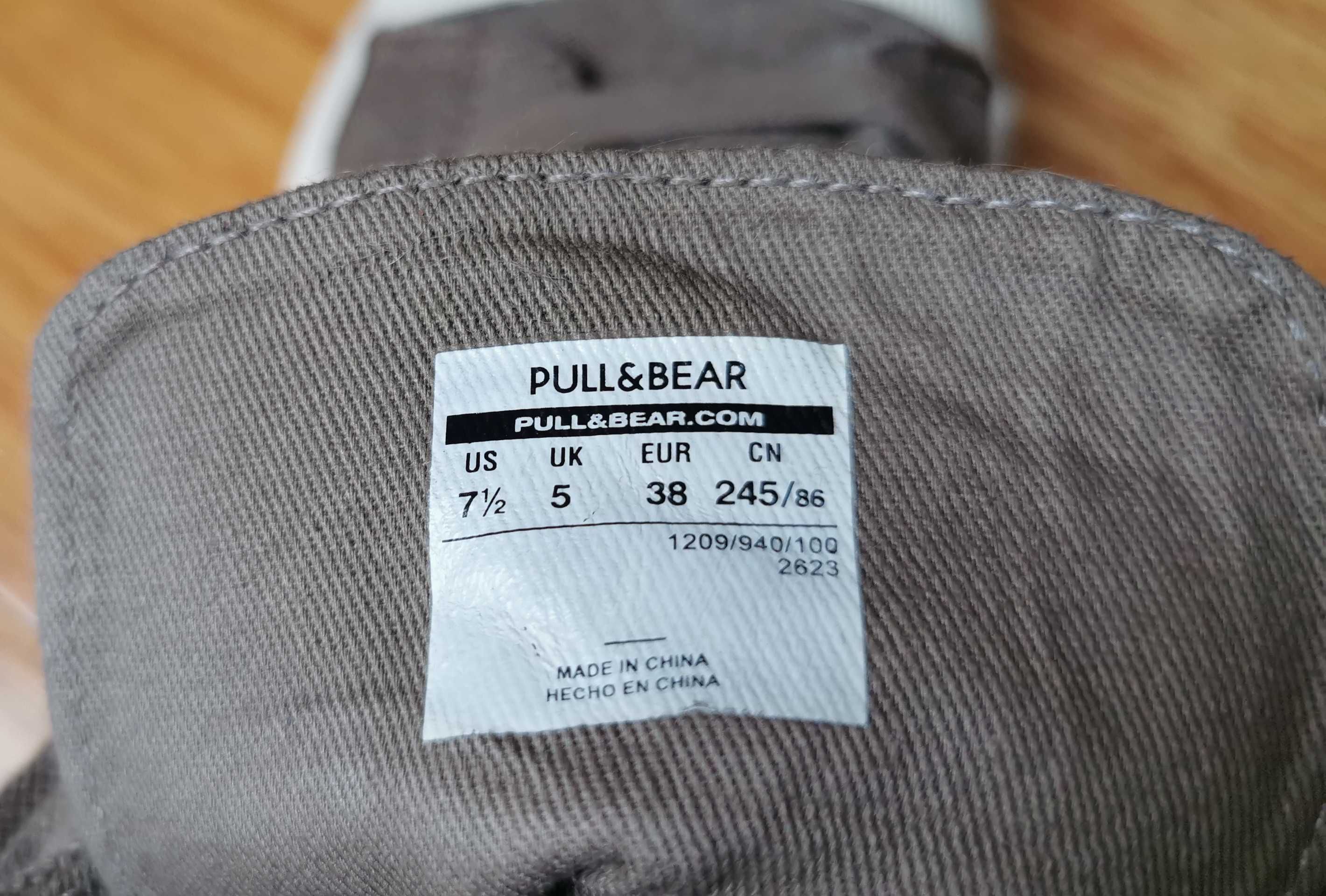 Sneakersy, trampki pull&bear, rozm. 38, beżowe, wysokie podeszwy