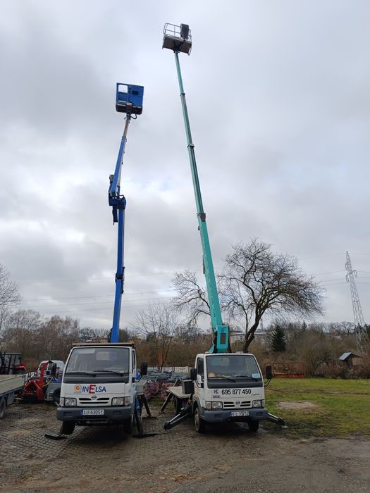 Podnośnik koszowy 23m zwyżka – usługi, wynajem, wycinka drzew, rębak,