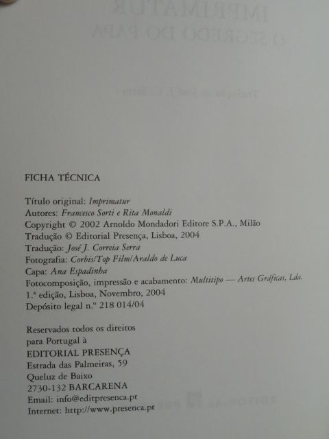 Imprimatur - O Segredo do Papa de Francesco Sorti - 1ª Edição