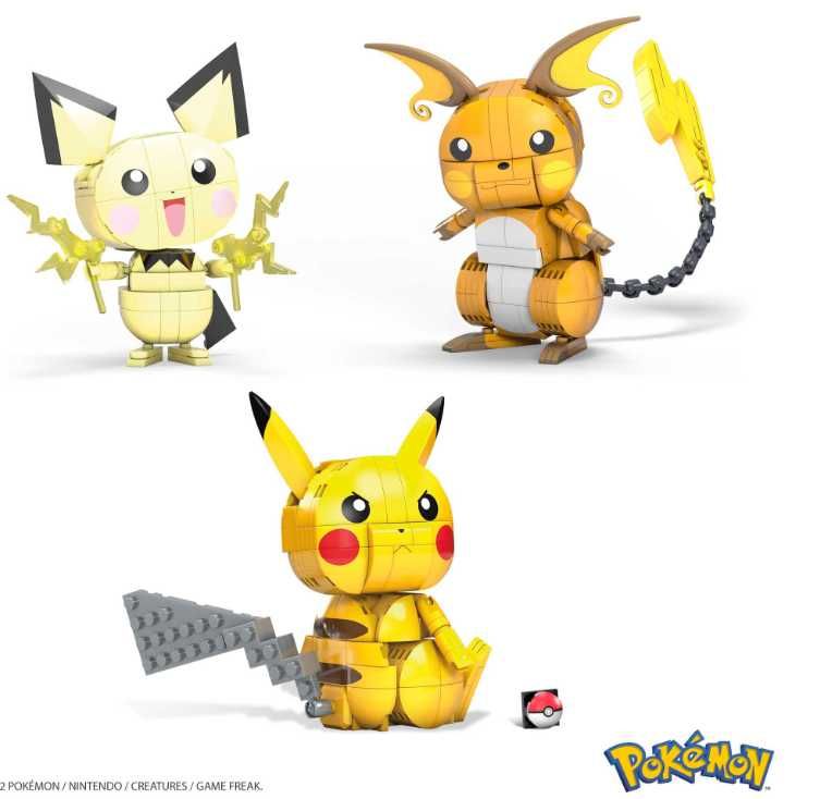 Klocki Mega Bloks GYH06 Pokemon Zestaw Pikachu trio evolucja 621 szt.