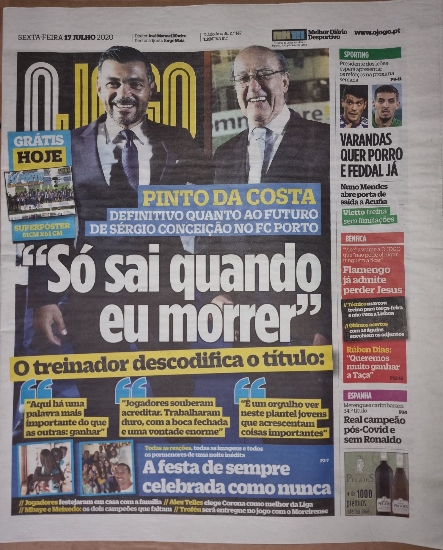 Jornais O JOGO - campeão nacional 2019/20