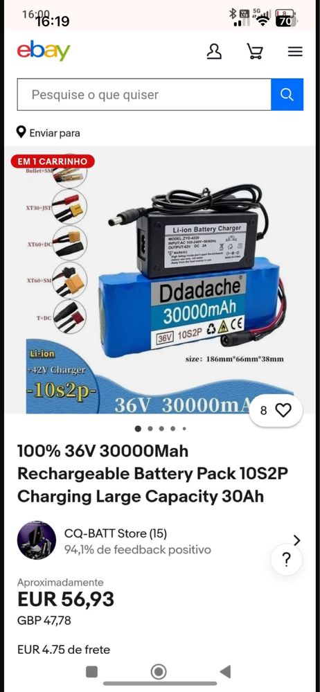Carregador de Bateria de trotinete