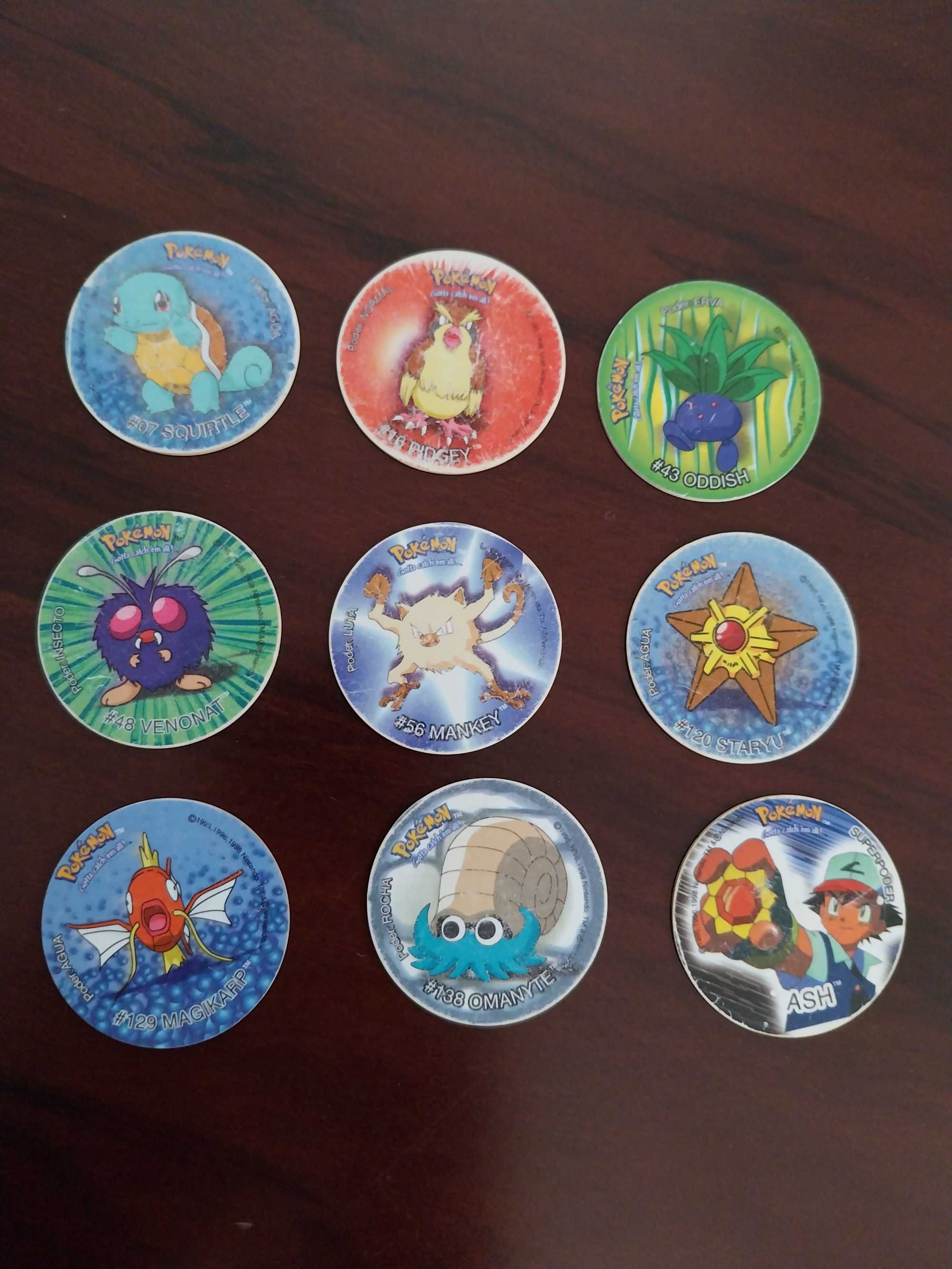 Lote 8 tazos Pokémon, raros e colecionáveis