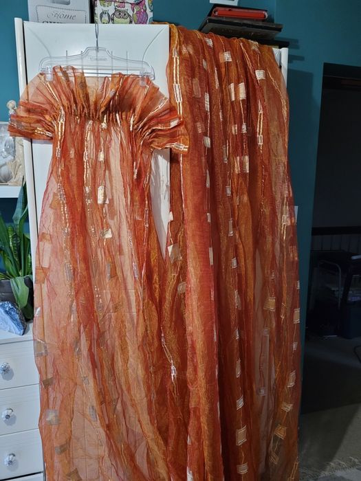 Firanki 3 sztuki, zasłonki pomarańczowe firanka z taśmą